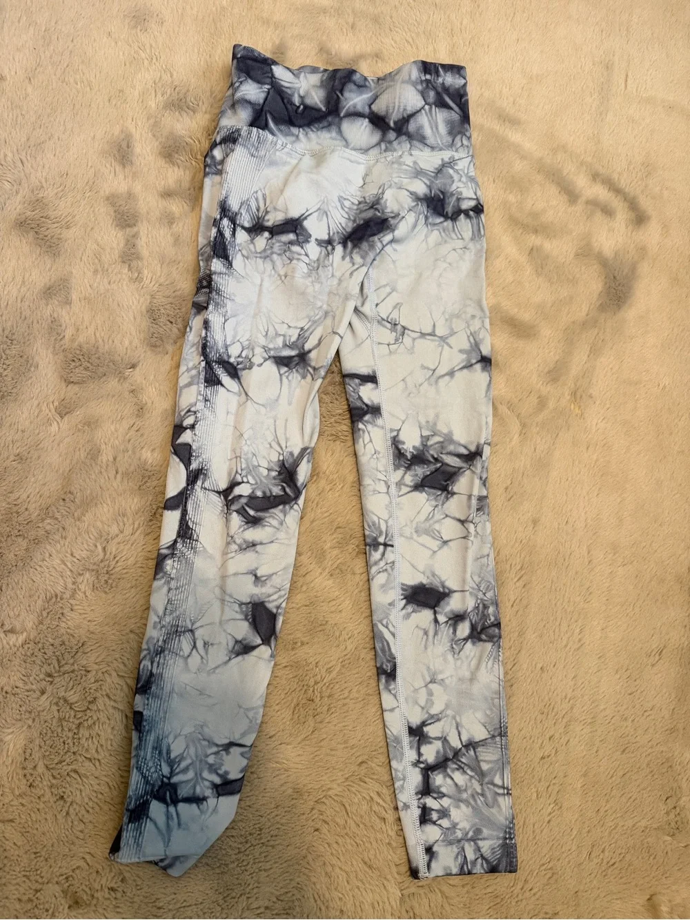 Tie-Dye High-Waist Active Leggings - Dark & light blue